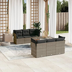 Maison Chic Salon de jardin avec coussins 7 pcs, Ensemble Tables et chaises de jardin, gris résine tressée -GKD943373