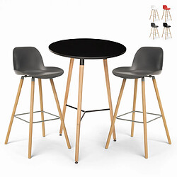 Ahd Amazing Home Design Ensemble 2 Tabourets Design Table Haute Ronde Noire 60cm Ojala Dark, Couleur: Gris