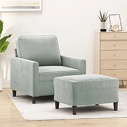 vidaXL Fauteuil avec repose-pied Gris clair 60 cm Velours