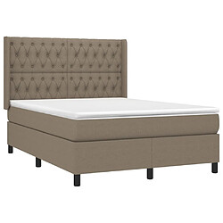 Avis vidaXL Sommier à lattes de lit matelas et LED Taupe 140x200 cm Tissu