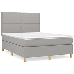 vidaXL Sommier à lattes de lit avec matelas Gris clair 140x200cm Tissu