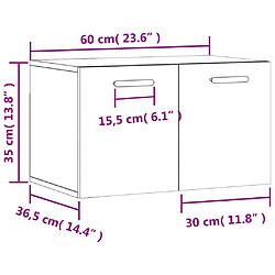 vidaXL Armoire murale Chêne fumé 60x36,5x35 cm Bois d'ingénierie pas cher