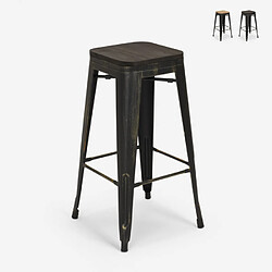 Ahd Amazing Home Design Tabouret Design Métal Bois Style Industriel Tolix Bar Cuisines Brush Up, Couleur: Wenge