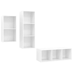 Maison Chic Ensemble de meubles TV 3 pcs pour salon - Blanc brillant Aggloméré -MN37280