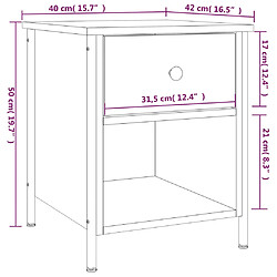 vidaXL Table de chevet chêne fumé 40x42x50 cm bois d'ingénierie pas cher