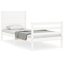 Maison Chic Cadre/structure de lit avec tête de lit pour adulte - Lit Moderne Chambre blanc petit simple bois massif -MN28848