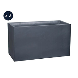 Lot de 2 Jardinières Muret Volcania effet pierre - 99,5 x 39,5 x 60 cm - 116 L - Gris anthracite - Eda