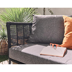 Avis Bestmobilier MOANA - salon bas de jardin 4 pl + table - corde, métal et bois - noir coussins gris - housse de protection