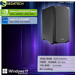 Sedatech PC Gamer Silent Silent • Intel i7-14700KF • RTX4070Ti Super • 16Go DDR5 • 1To SSD M.2 • Windows 11