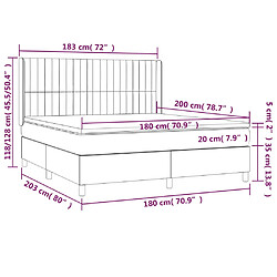 Acheter vidaXL Sommier à lattes de lit matelas et LED Gris clair 180x200 cm