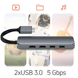 Hub double USB C vers 2 HDMI, USB C, Ethernet, Lecteur carte, 2 USB Satechi Gris pas cher