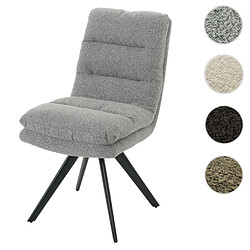 Mendler Chaise de salle à manger HWC-G66, chaise de cuisine pivotante Auto-Position Tissu/Textile Bouclé MVG ~ gris clair