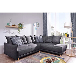 Bestmobilier Lena - canapé d'angle droit convertible - 5 places - gris foncé - style scandinave