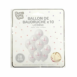 Paris Prix Lot de 10 Ballons de Baudruche Licorne 18cm Blanc