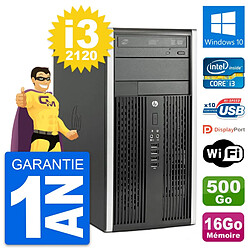 PC Tour HP Pro 6300 CMT Intel i3-2120 RAM 16Go Disque Dur 500Go Windows 10 Wifi - Occasion