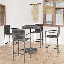 Maison Chic Table de bar et chaises d'extérieur 5 pcs,Ensemble de bar de jardin pour relax Résine tressée Gris -GKD102216