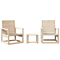 vidaXL Salon de jardin 3 pcs bois massif de pin