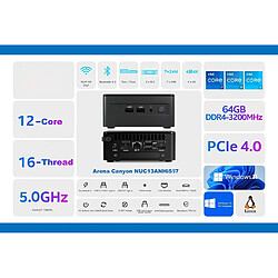 ASUS Mini PC NUC13ANHI5 à nu, Intel Core i5-1340P (4.60GHz), processeur graphique Intel Iris Xe, Bluetooth 5.3, Wi-Fi 6E, pas de RAM, pas de SSD, pas de système d'exploitation