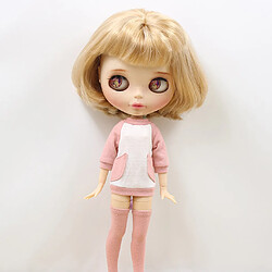 Robe à manches longues à l'échelle 1/6 et chaussettes réglées pour poupée blythe rose clair