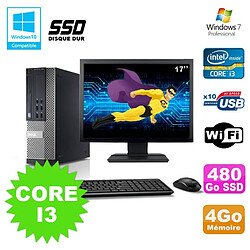 Lot PC DELL 790 SFF Intel i3-2120 3.3Ghz 4Go 480Go SSD WIFI W7 Pro + Ecran 17" - Occasion