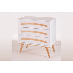 DECOPIN commode slow-living 3 tiroirs elin - blanc uni 