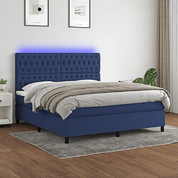 Sommier à lattes,Cadre à lattes de lit et matelas et LED pour Adulte Bleu 180x200 cm Tissu -MN70953