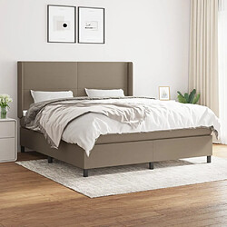 vidaXL Sommier à lattes de lit avec matelas Taupe 160x200 cm Tissu