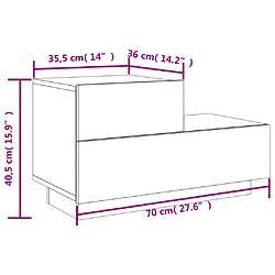 vidaXL Table de chevet avec lumières LED gris béton 70x36x40,5 cm pas cher