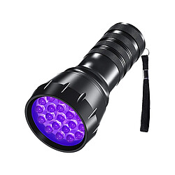 BESTA Lampe de poche UV à lumière noire, 21 LED 395 nm UV Blacklight, détecteur d'urine pour chiens, lampe de poche UV portable pour les taches sèches et la chasse au scorpion, Noir