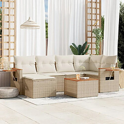 vidaXL Salon de jardin avec coussins 7 pcs beige résine tressée 