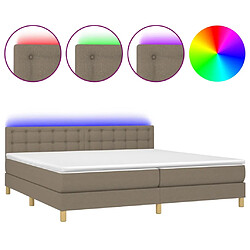 vidaXL Sommier à lattes de lit et matelas et LED Taupe 200x200cm Tissu