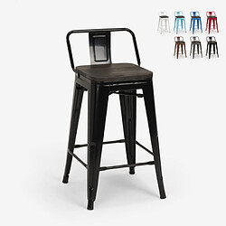 Ahd Amazing Home Design Tabouret haut de cuisine design industriel en métal bois de style Tolix Steel Wood Top, Couleur: Noir