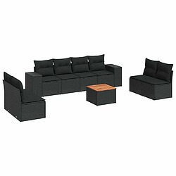 Maison Chic Salon de jardin 9 pcs avec coussins | Ensemble de Table et chaises | Mobilier d'Extérieur noir résine tressée -GKD13762