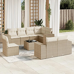 vidaXL Salon de jardin avec coussins 9 pcs beige résine tressée 