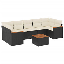 vidaXL Salon de jardin 8 pcs avec coussins noir résine tressée