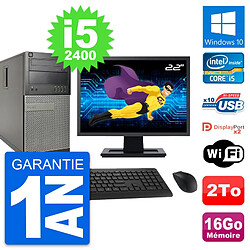 PC Tour Dell 9010 Ecran 22" Intel i5-2400 RAM 16Go Disque 2To Windows 10 Wifi · Occasion 