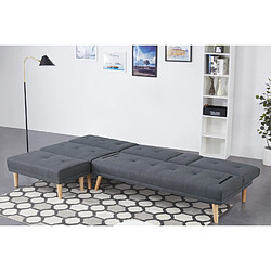 Concept Usine Canapé scandinave convertible et modulable 5 places en tissu gris STOCKHOLM pas cher