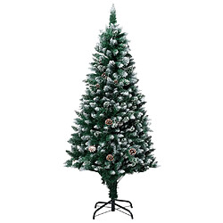 vidaXL Sapin de Noël avec pommes de pin et neige blanche 150 cm 