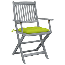 Maison Chic Lot de 2 Chaises pliables d'extérieur avec coussins | Chaises de jardin | Fauteuil Relax Bois d'acacia -GKD98266