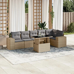 vidaXL Salon de jardin avec coussins 7 pcs beige résine tressée 