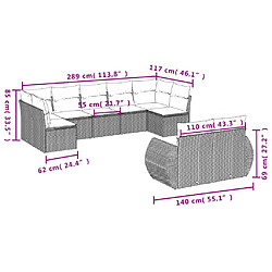 vidaXL Salon de jardin avec coussins 9 pcs beige résine tressée pas cher