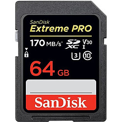 SanDisk SD Carte Mémoire 64Go Extreme Pro SDHC SDXC UHS-I Classe 10 170M-S Prise en charge U3 4K Carte Vidéo Noir Chez Scenery