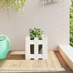 Maison Chic Jardinière,Bac à fleurs - pot de fleur avec design de clôture blanc 30x30x30 cm pin massif -GKD29862