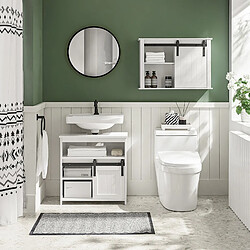 SoBuy BZR71-W Armoire Murale Salle de Bain, Placard Toilette Suspendu, Placard de Rangement, Meuble Haut Toilettes