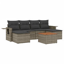 Maison Chic Salon de jardin avec coussins 7 pcs, Ensemble Tables et chaises de jardin, gris résine tressée -GKD245574