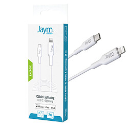 Jaym Câble de Charge et Synchronisation de donnée USB-C / Lightning MFI PD 3.0 3A 2M Blanc pas cher