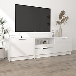 Avis Maison Chic Meuble TV scandinave - Banc TV pour salon Blanc brillant 140x35x40 cm Bois d'ingénierie -MN82682