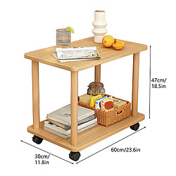 Table d'appoint avec roulettes, table de nuit étroite à 2 niveaux, table d'appoint,table de basse pas cher