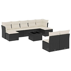 Maison Chic Salon de jardin 10 pcs avec coussins | Ensemble de Table et chaises | Mobilier d'Extérieur noir résine tressée -GKD29325