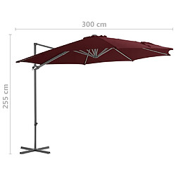 vidaXL Parasol de jardin en porte-à-faux mât en acier rouge bordeaux pas cher